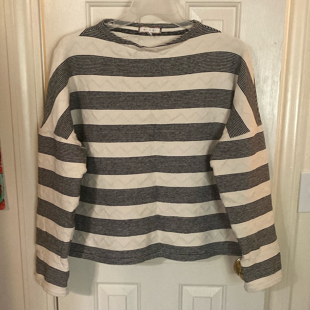 Anthropologie black and crème striped top